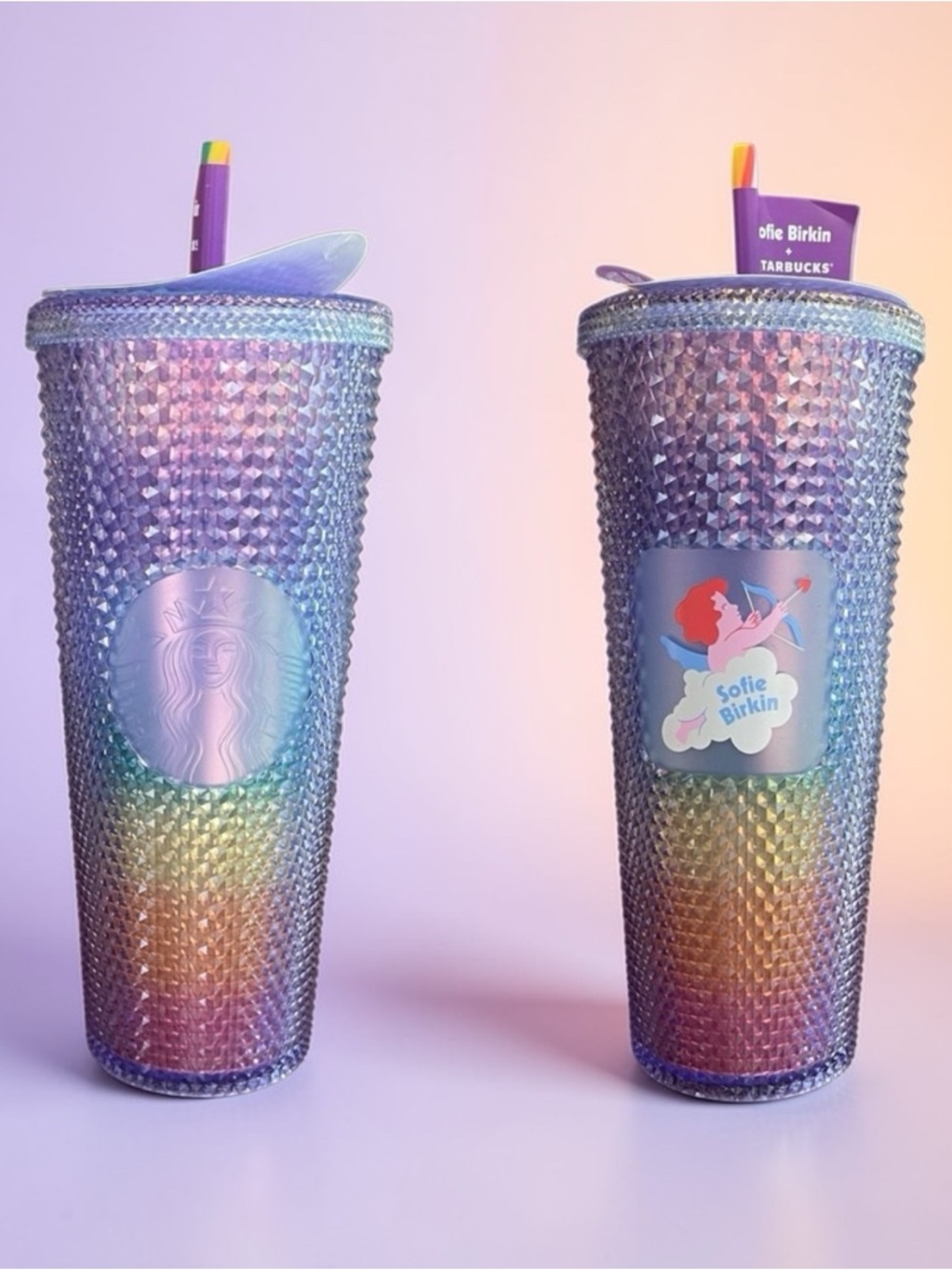 Starbucks + Sofie Birkin Venti Cold Cup Rainbow LGBTQ Pride Cupid Tumbler New